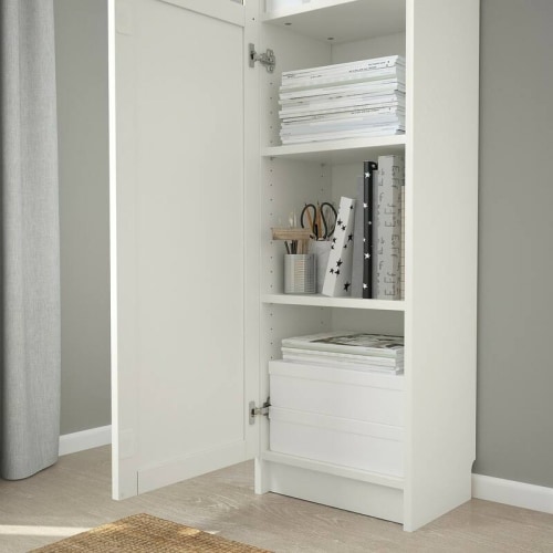 Ikea tall bookcase on sale with glass doors